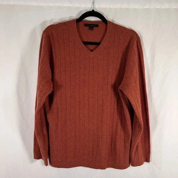 Apt 9 Cashmere Sweater Women's Medium Orange Vneck Long Sleeve Pullover - Picture 1 of 9